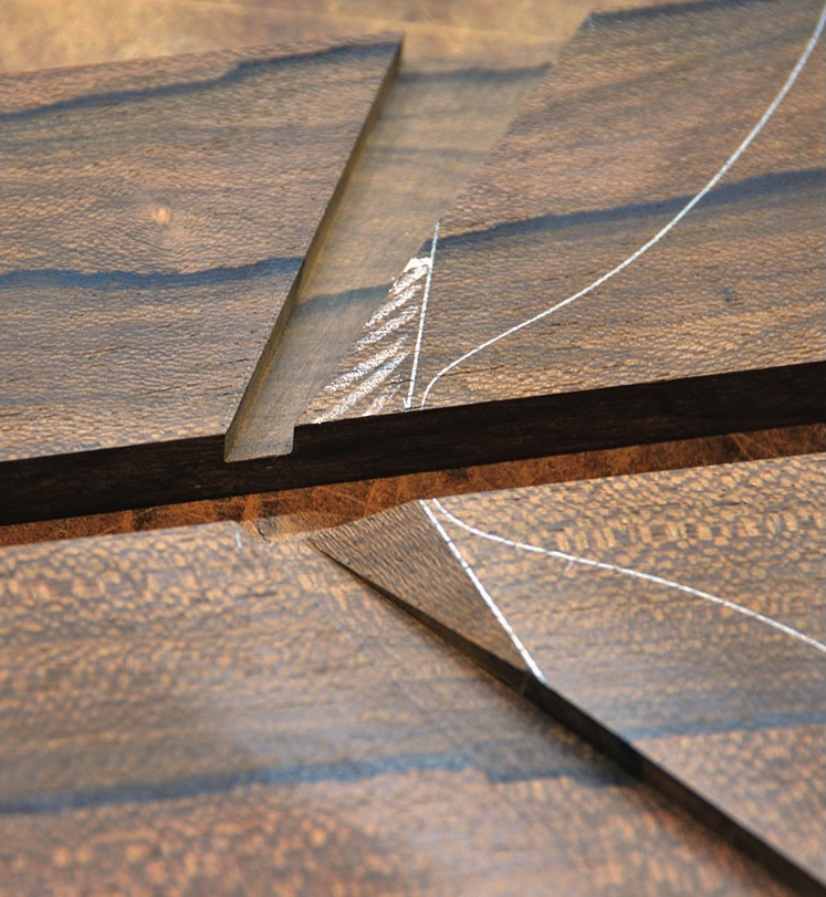 Detailed view of precision wood joinery.