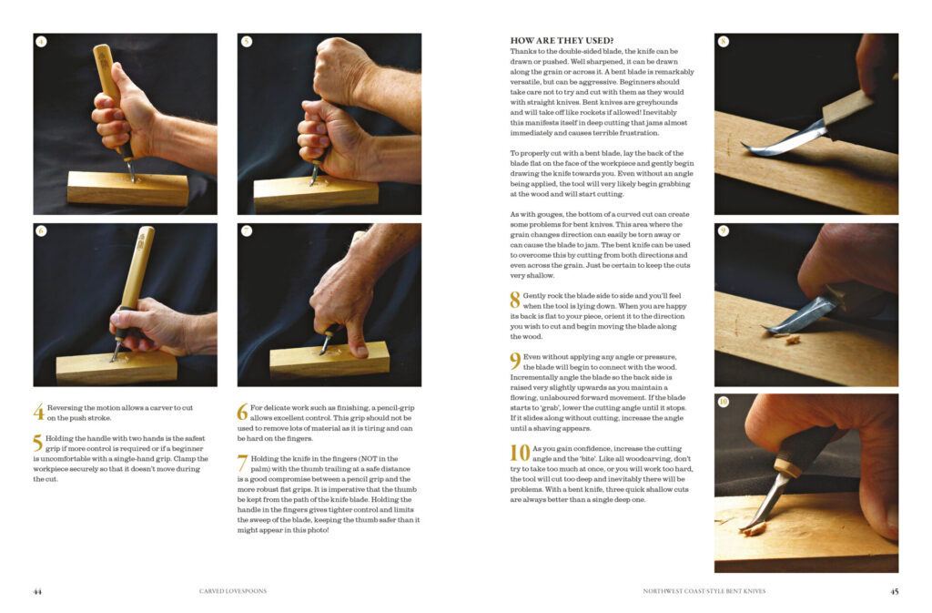 Step-by-step guide on using a bent knife.