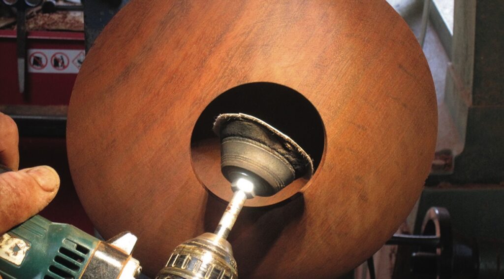 Drilling a large hole in wooden bowl